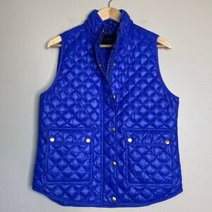 J.Crew Royal Blue Quilted Down Button Up Vest Medium